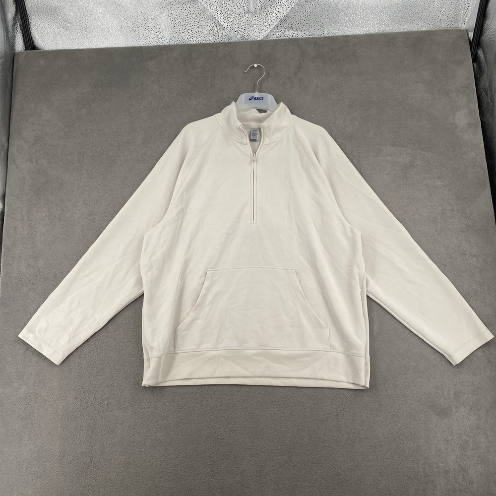 VSX Victorias Secret Quarter Zip Sweatshirt Cream XL Raglan Pullover Pocket